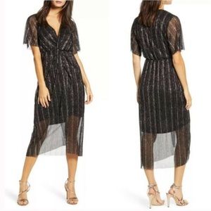 All In Favor Dolman Plisse Black Shimmery Midi Dress Anthropologie